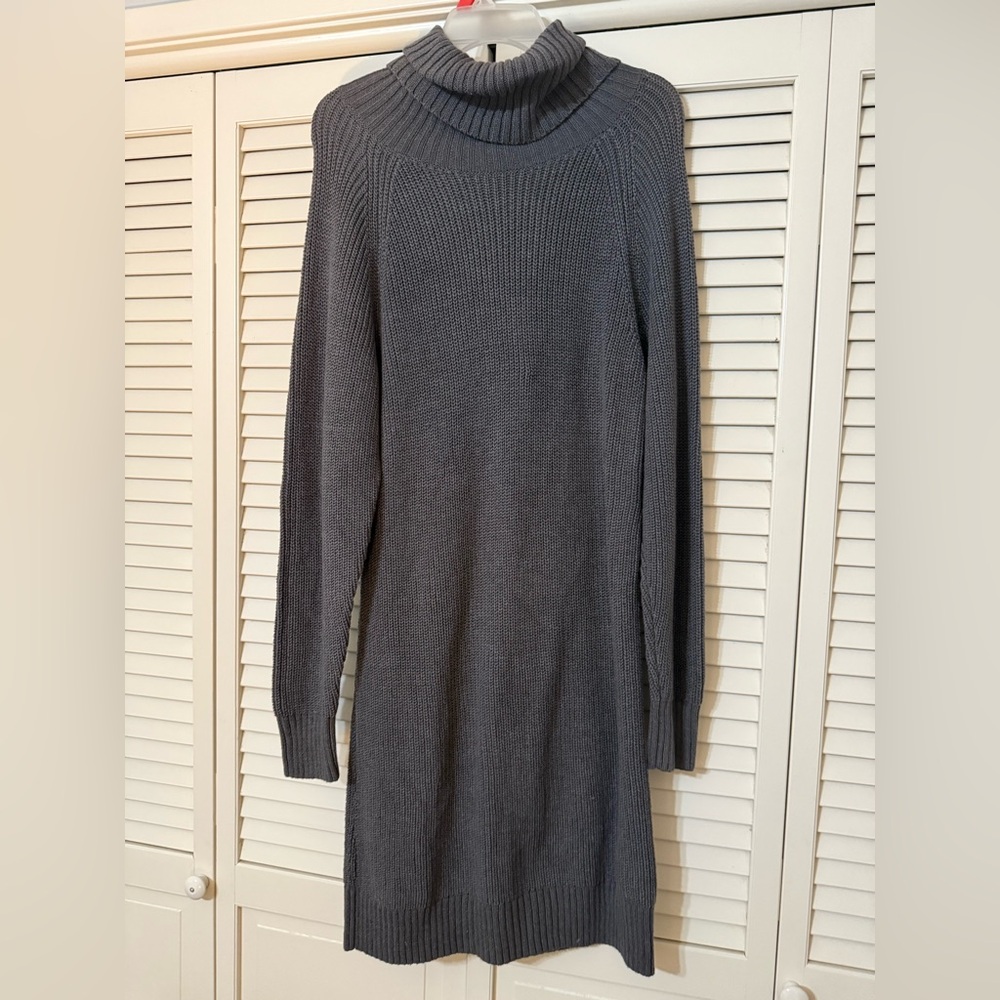 INC International Concepts Charcoal Gray Long Sleeve Turtleneck Sweater Dress
